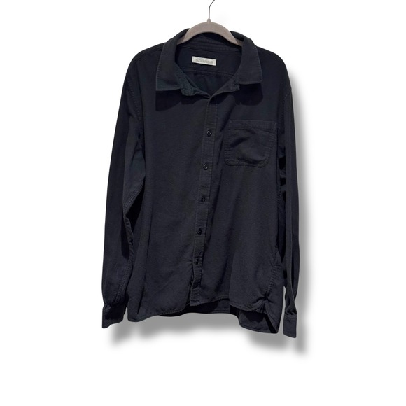 Outerknown Organic Cotton Shirt Mens XL Black Button Down Pocket Long Sleeve - Picture 1 of 8